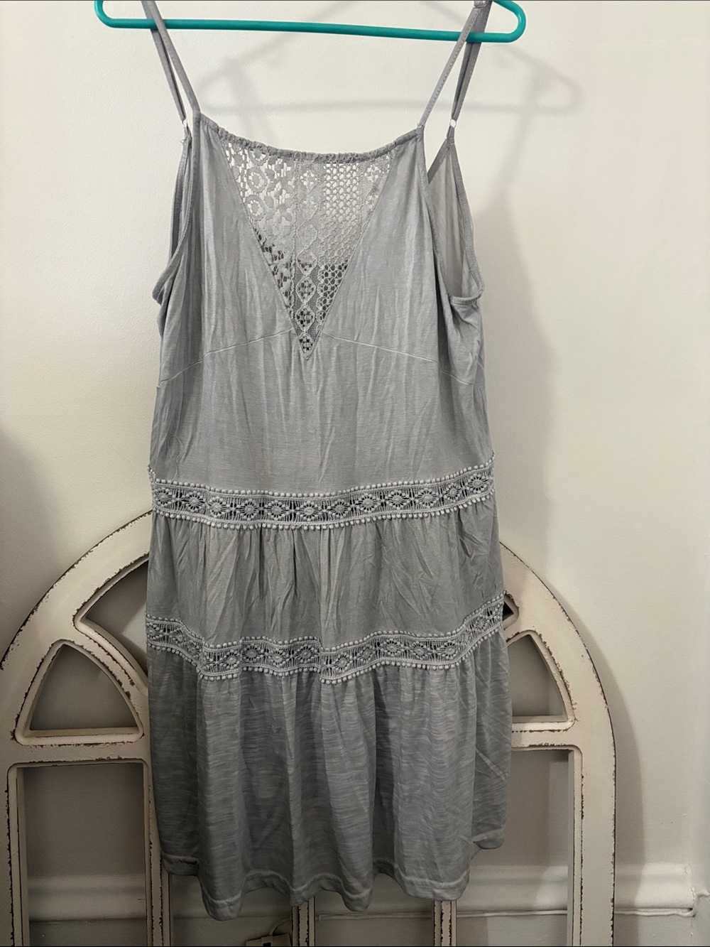 POL Light Gray Lace Detail Sundress